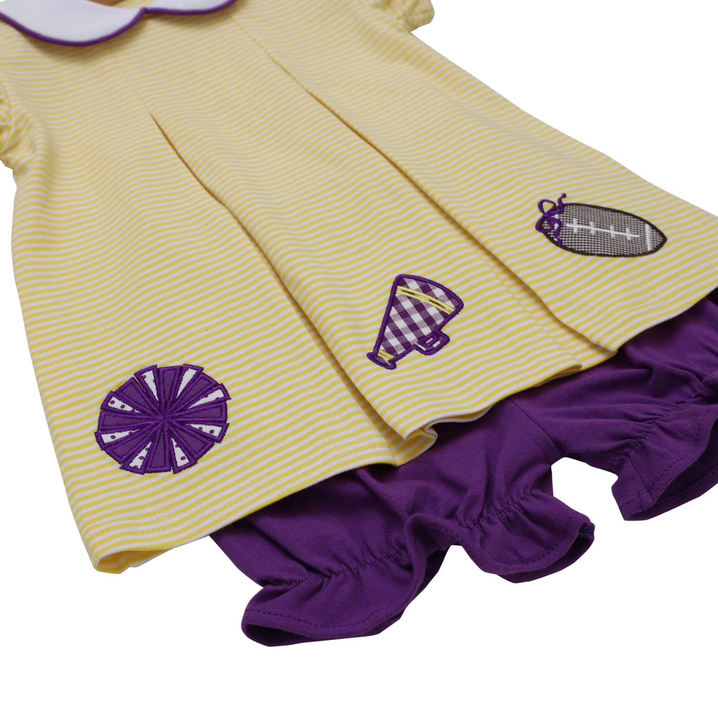 Game Day Pleat Bloomer Set - Yellow Stripe