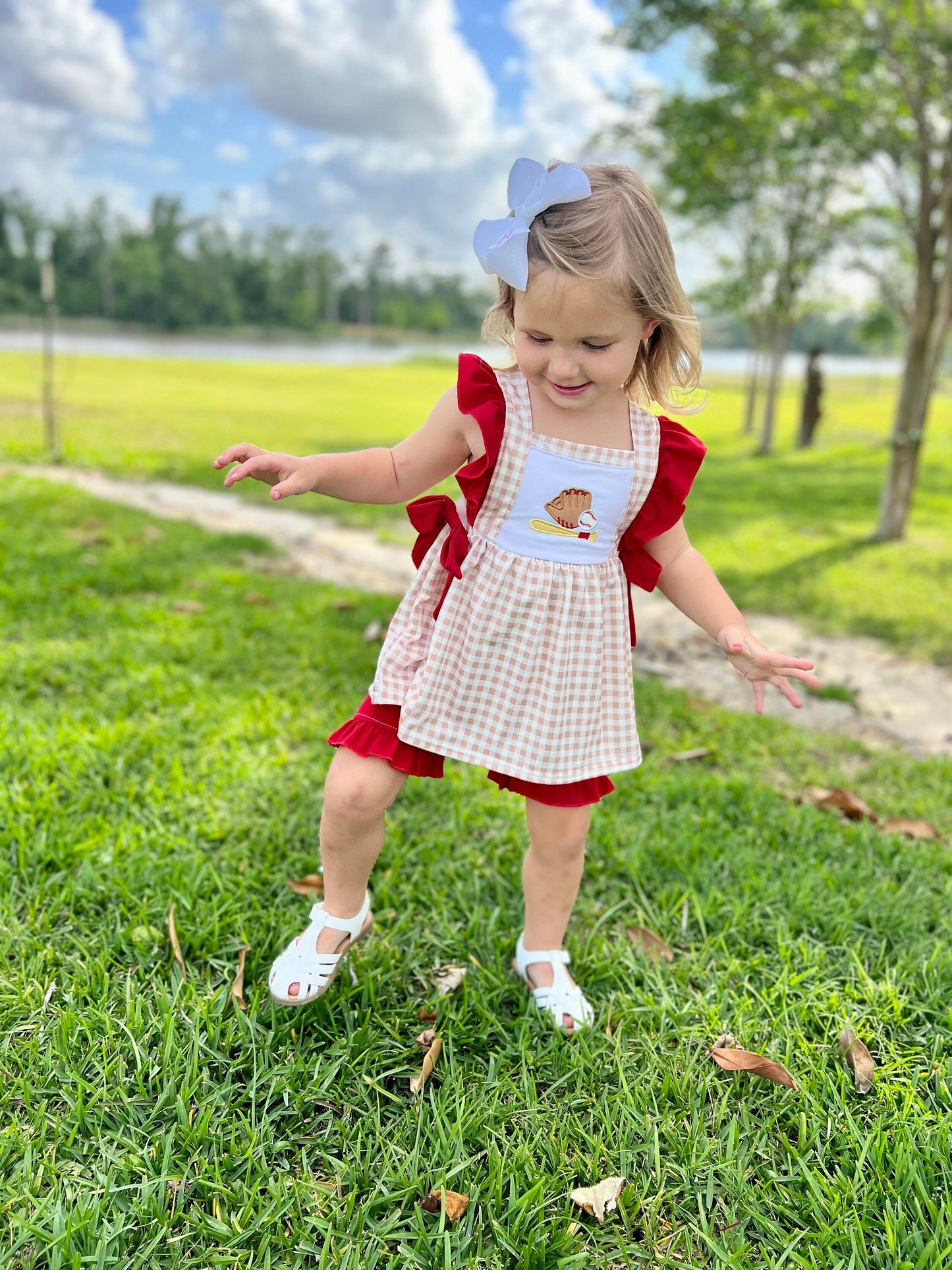 Girls Baseball Monogrammed Outfit Set Shirt Ruffle Shorts