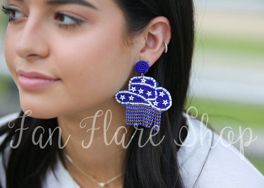 Beaded Stars Cowboy Hat Game Day Earrings | Choose Your Team Colors