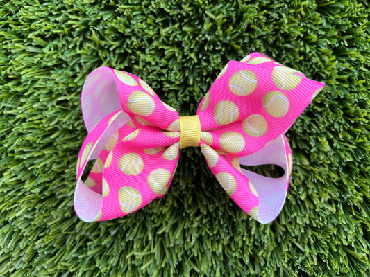 Pink Tennis Grosgrain Bow / Game Day