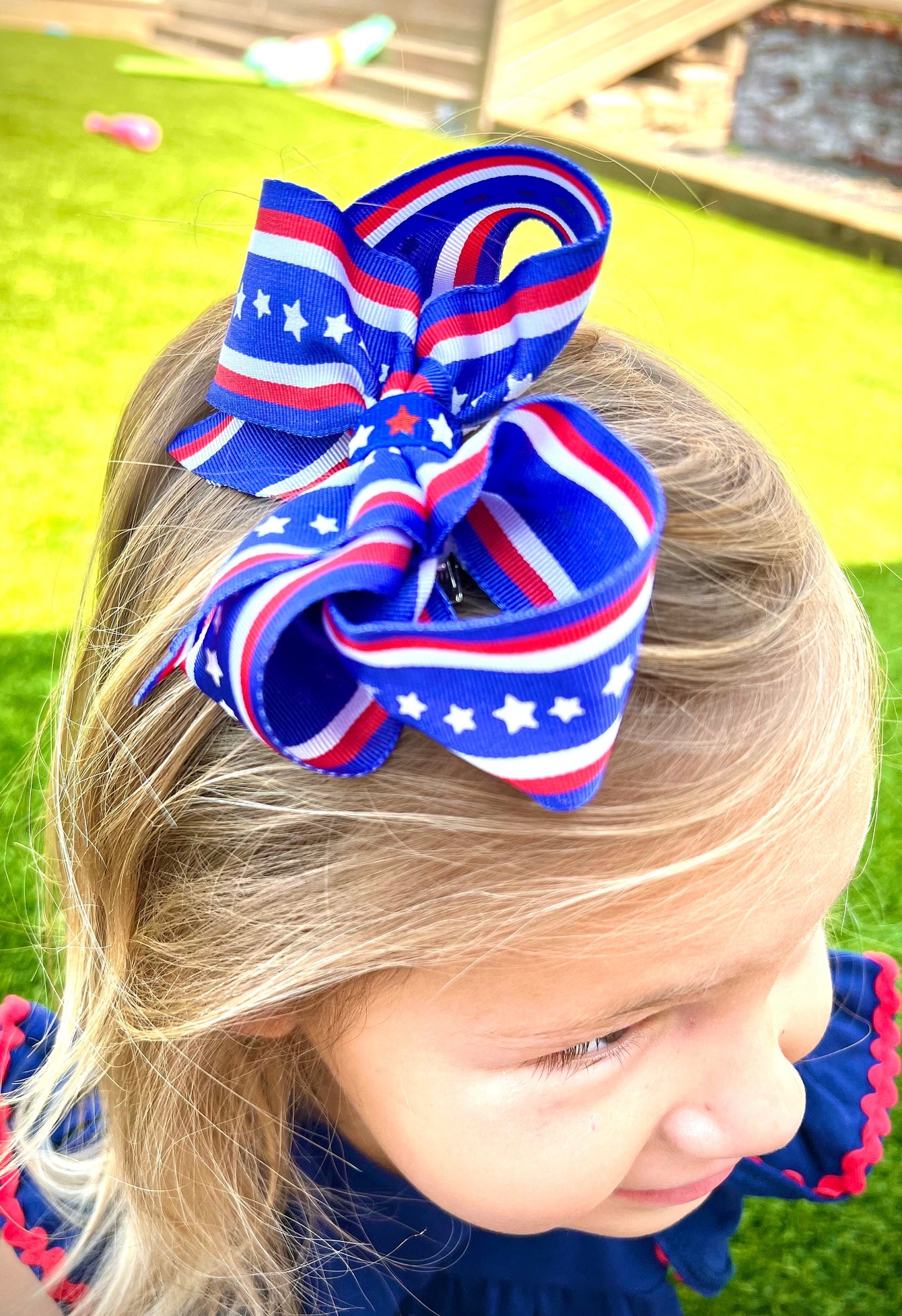 July 4th Red White & Blue Grosgrain Bow