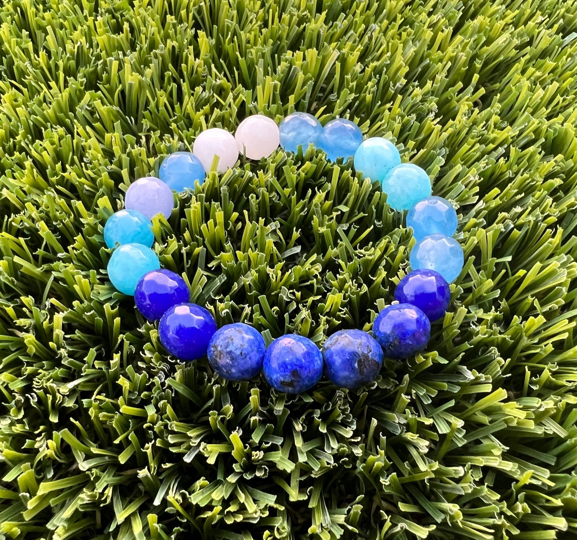 Blue Bead Game Day Bracelet / Natural Stone / Team Colors