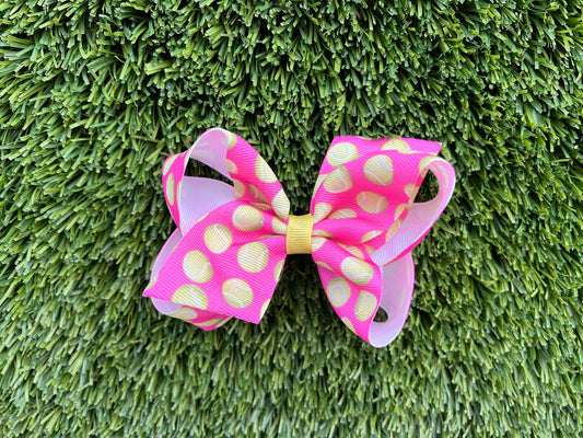 Pink Tennis Grosgrain Bow / Game Day