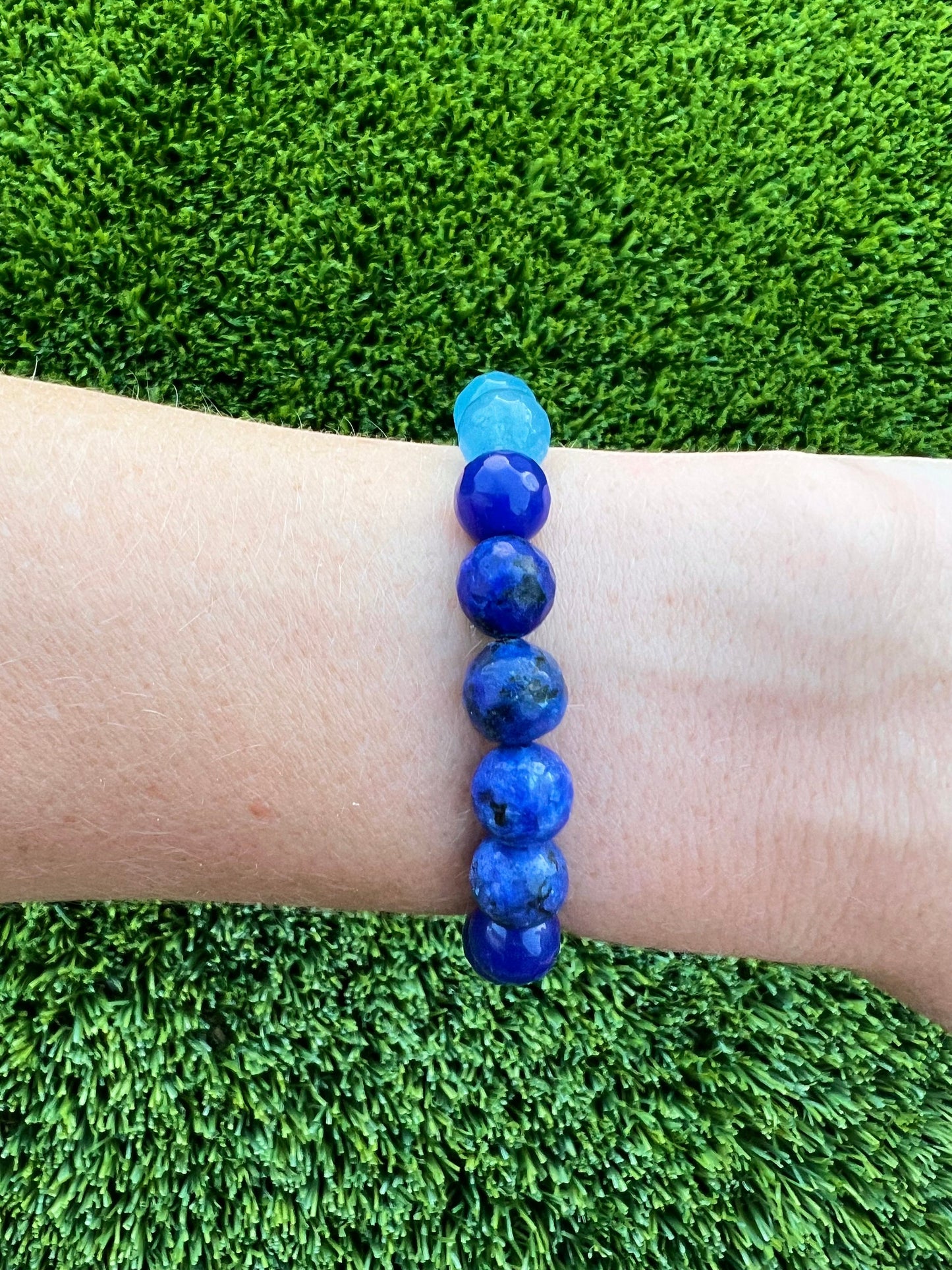 Blue Bead Game Day Bracelet / Natural Stone / Team Colors