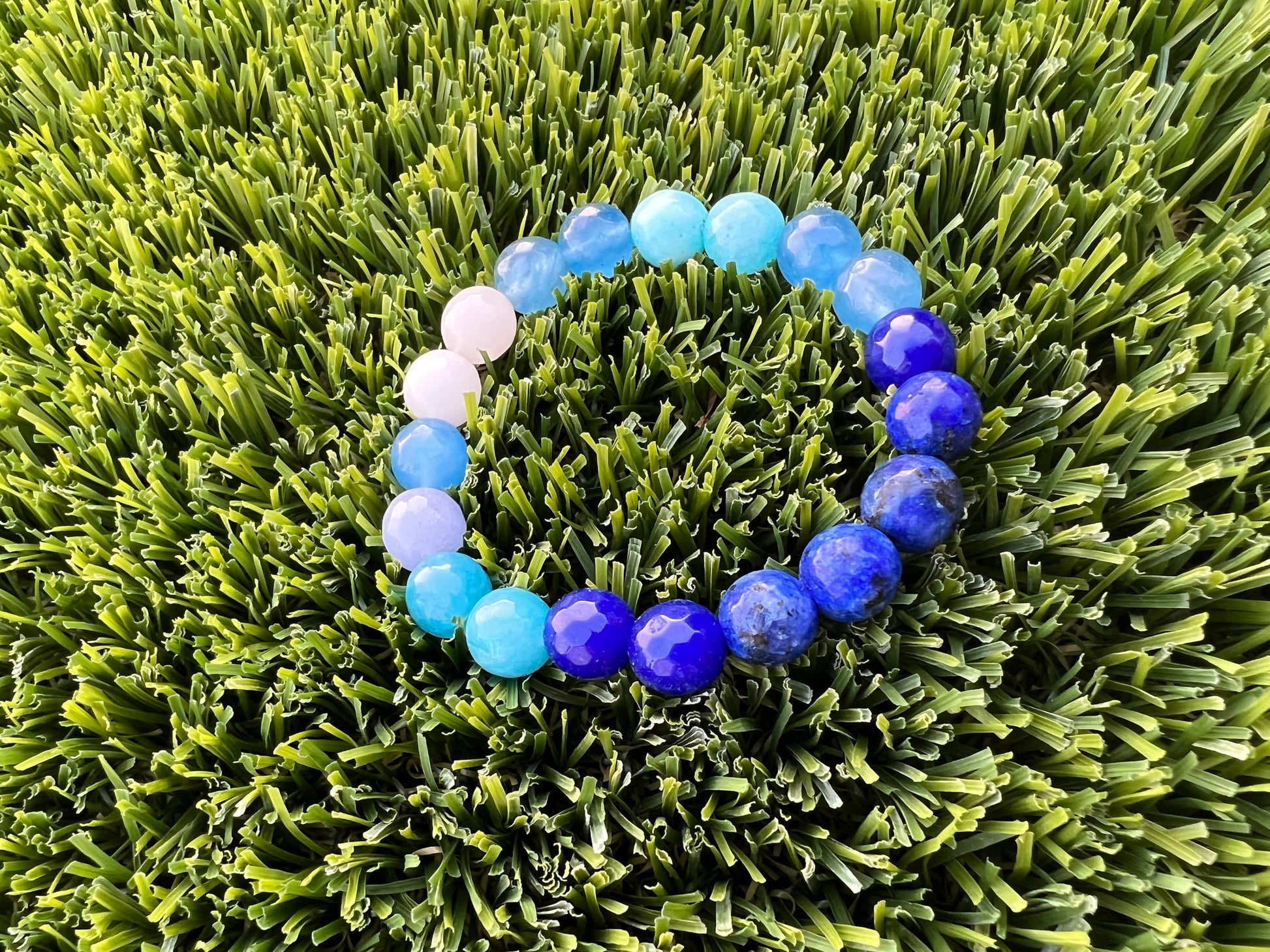 Blue Bead Game Day Bracelet / Natural Stone / Team Colors