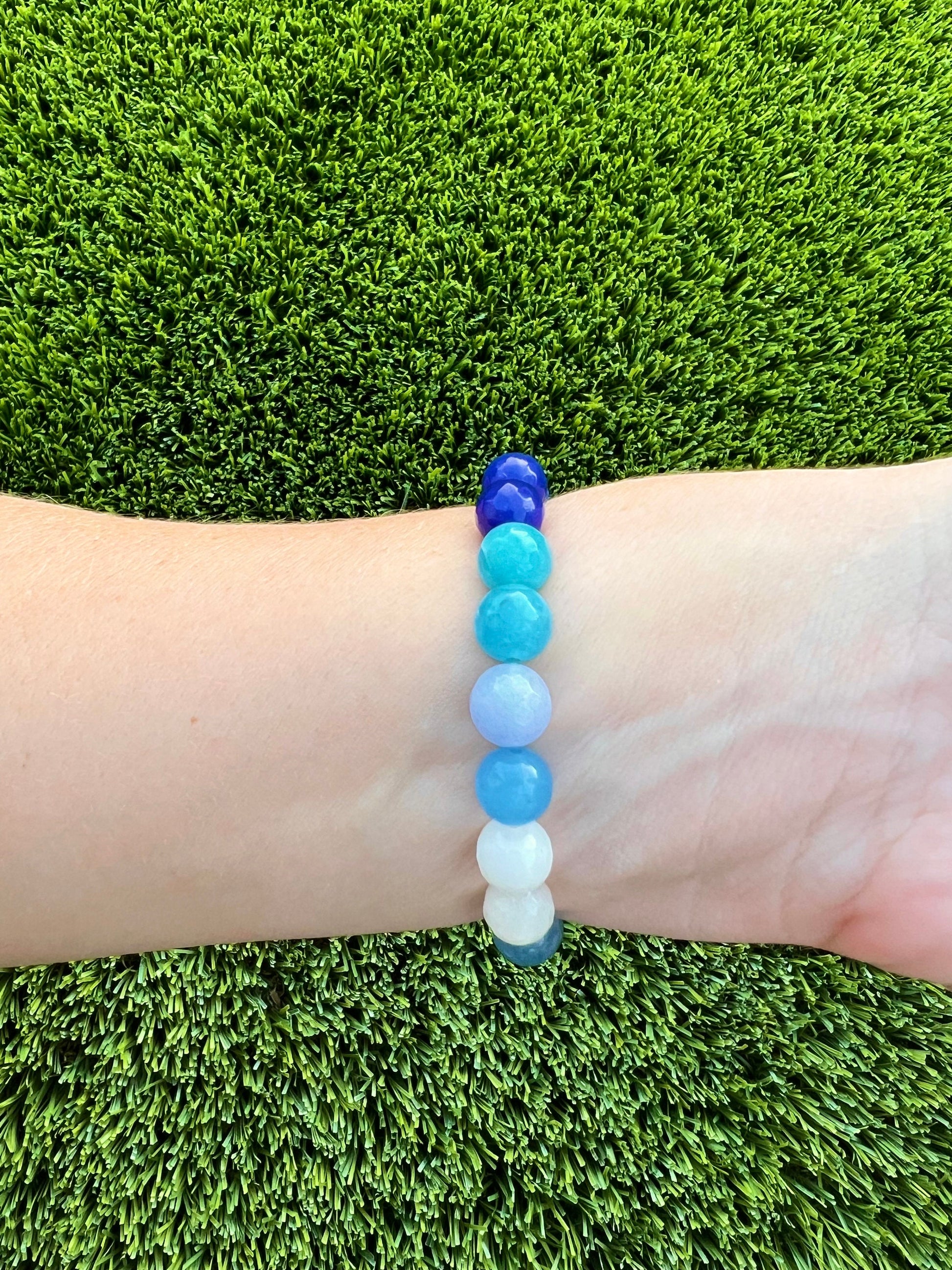 Blue Bead Game Day Bracelet / Natural Stone / Team Colors