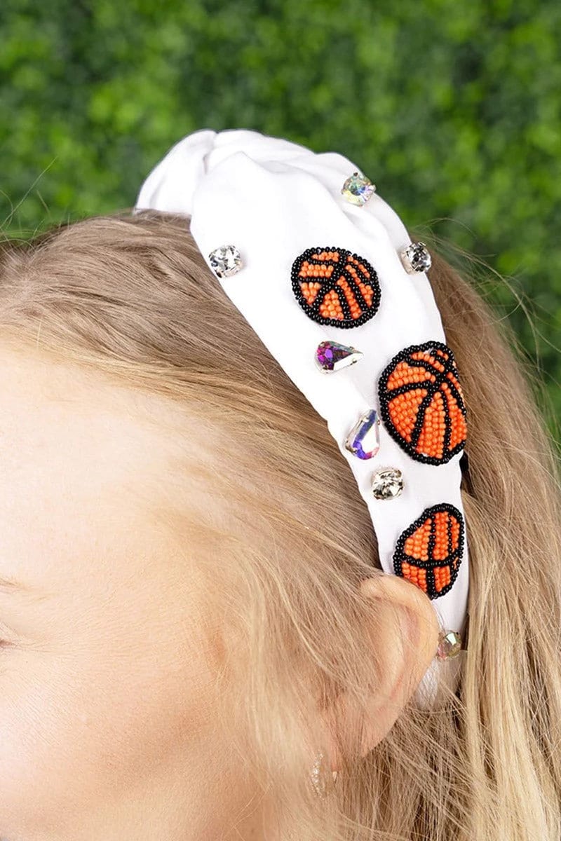 Seed Bead Basketball Game Day Knot Headband / Basketball Mom