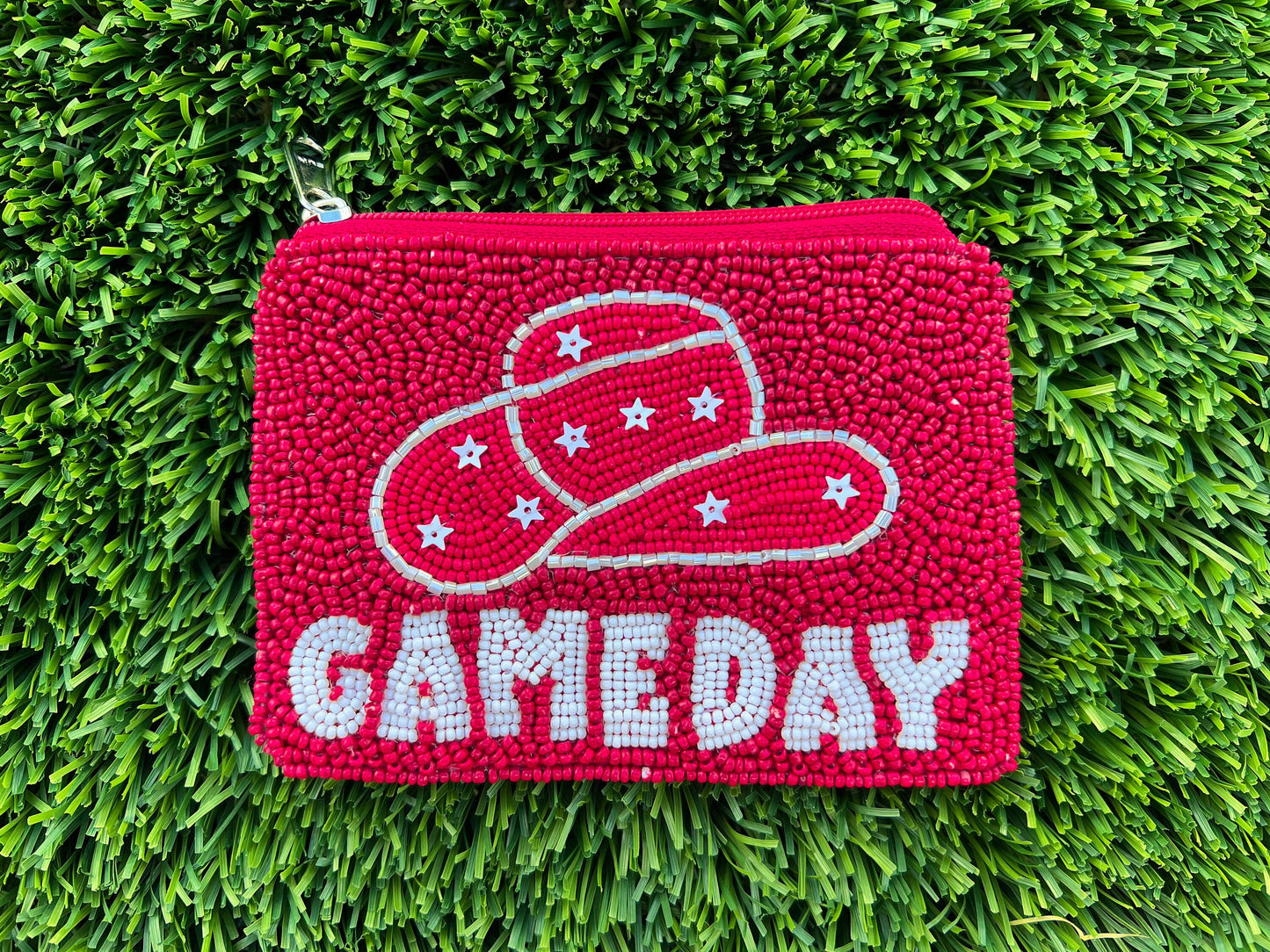Cowboy Hat Beaded Game Day Coin Purse / Seed Bead