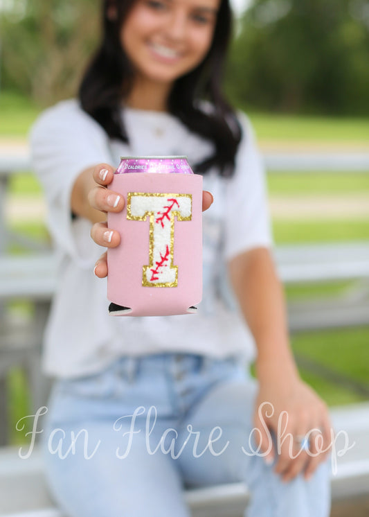 Chenille Baseball Initial Patch / Game Day Can Cooler / Team Spirit / Varsity Letters