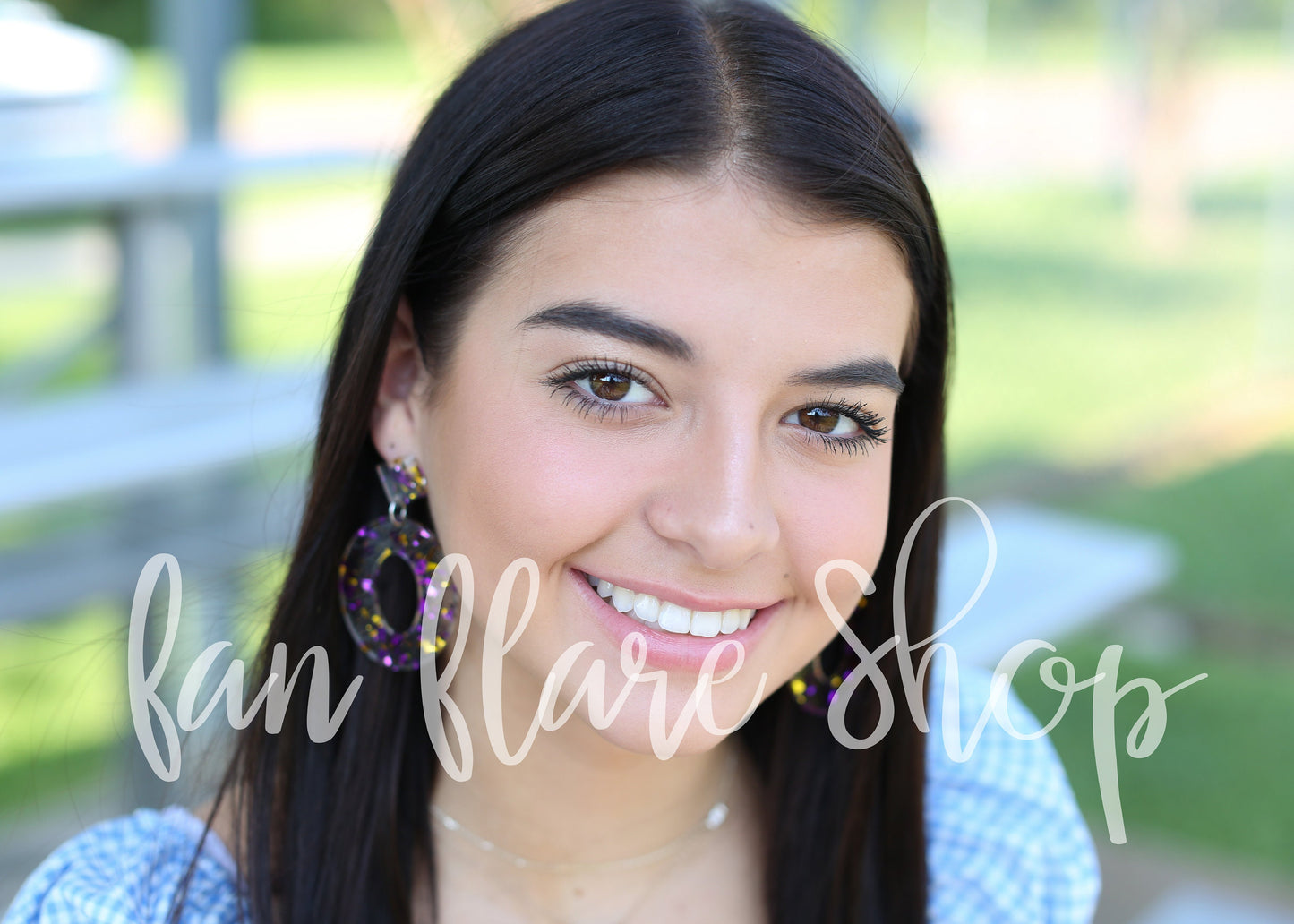 Purple and Gold Acrylic Drop Earrings