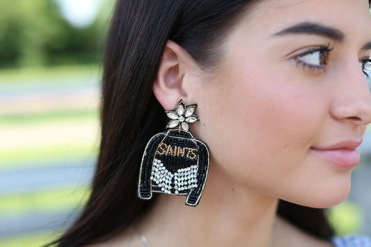 Black & Gold Beaded Game Day Earring Collection