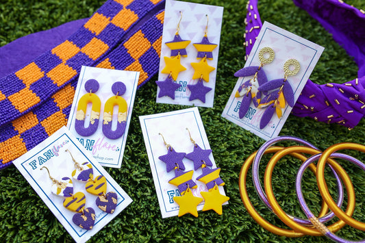 Purple and Gold Collection | Game Day Earrings