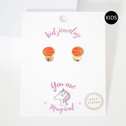 Girls Basketball Clip On Earrings