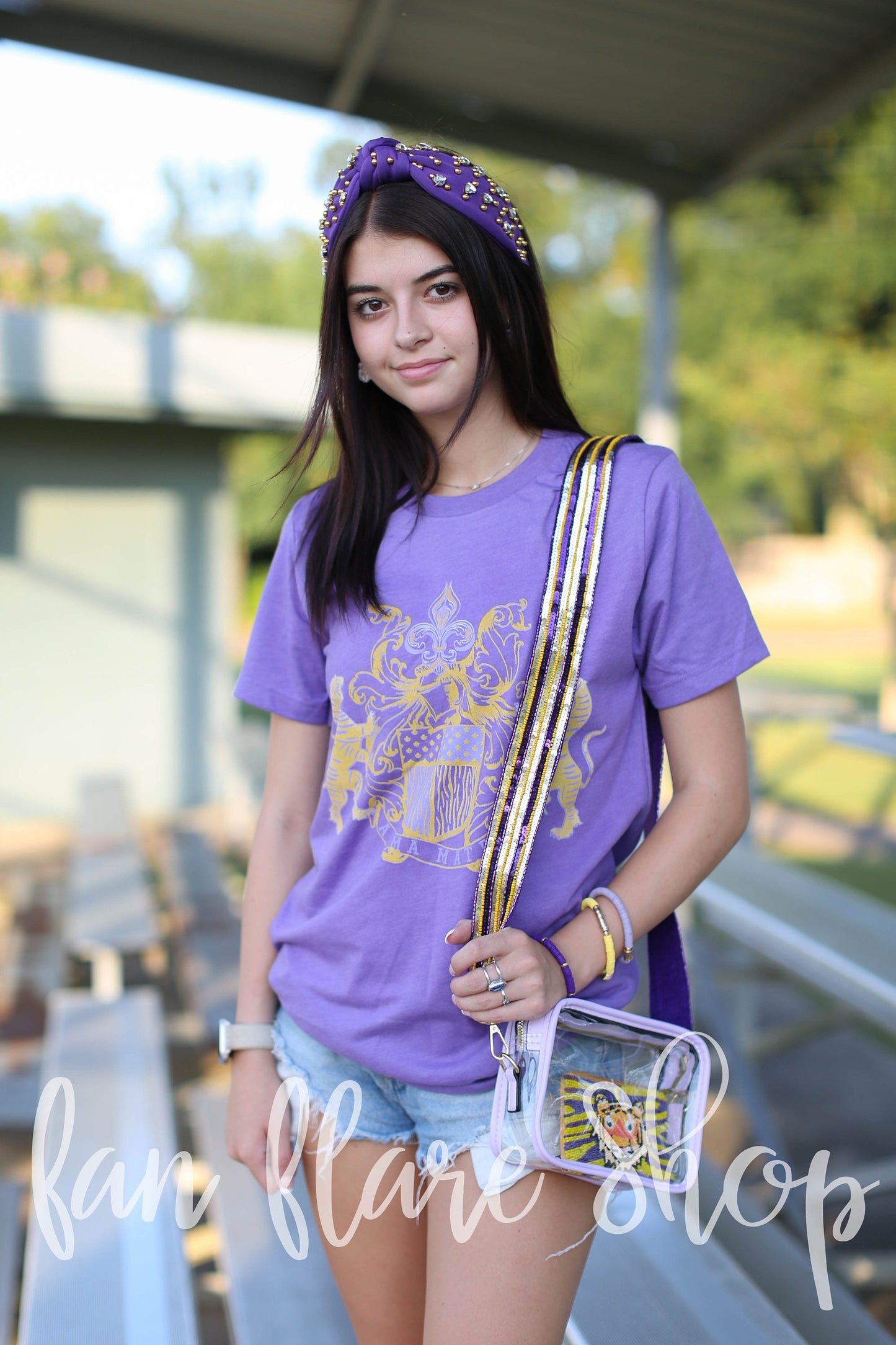 Tiger Alma Mater Crest Game Day Shirt | Purple