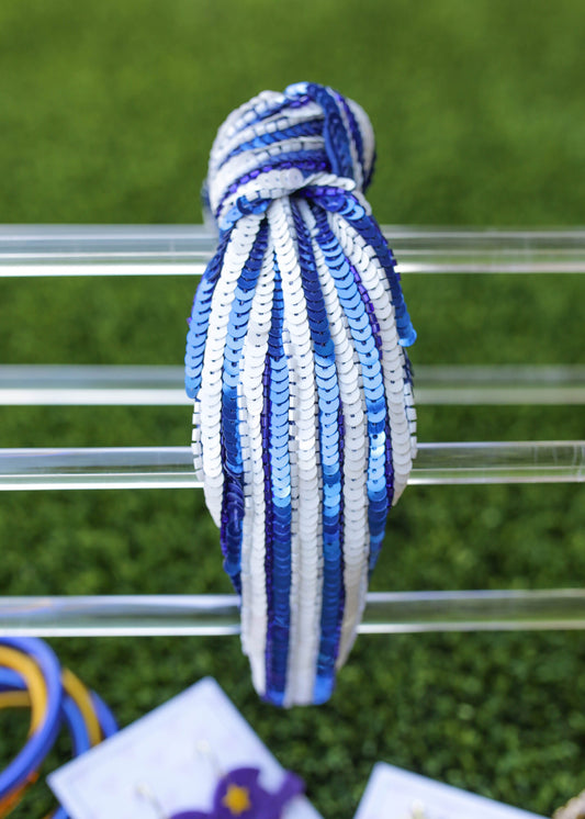 Seed Bead and Sequin Game Day Knot Headband / Team Colors