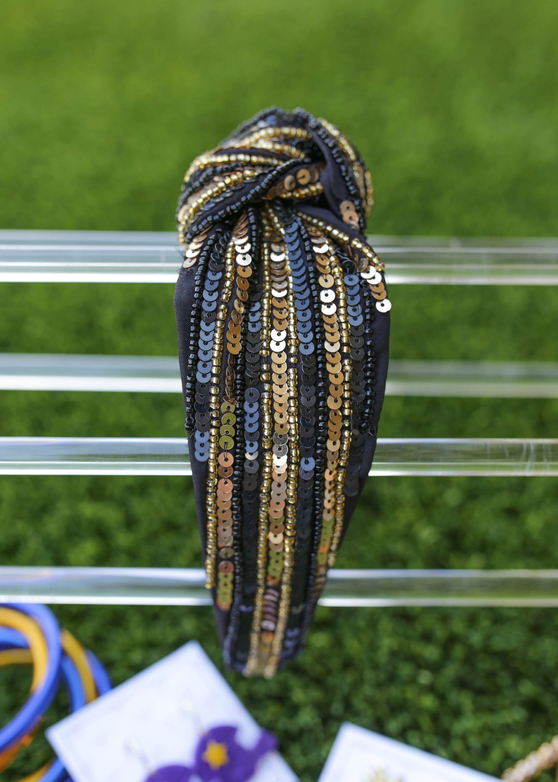 Seed Bead and Sequin Game Day Knot Headband / Team Colors