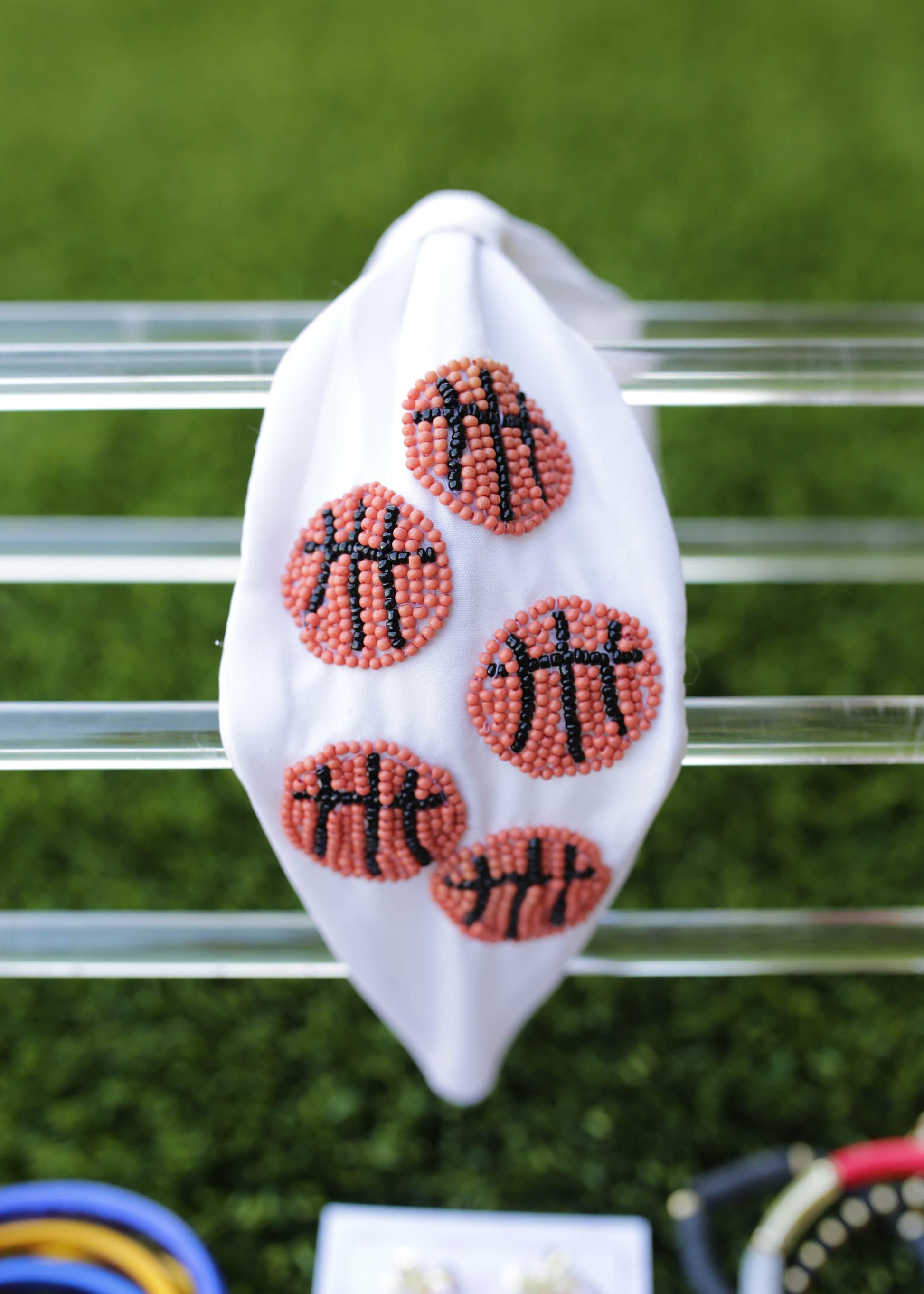 Seed Bead Basketball Game Day Knot Headband / Basketball Mom