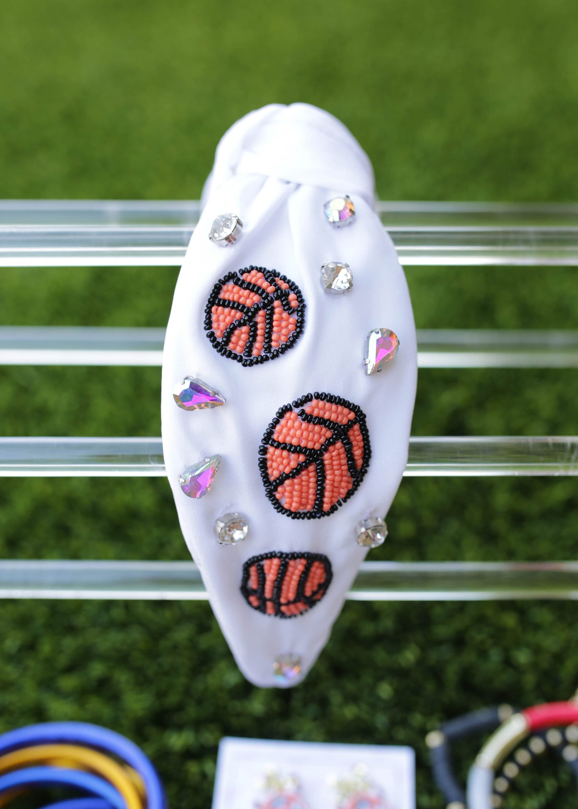 Seed Bead Basketball Game Day Knot Headband / Basketball Mom