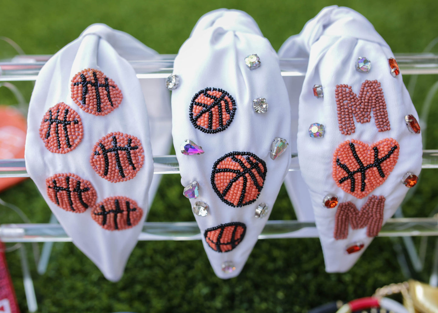 Seed Bead Basketball Game Day Knot Headband / Basketball Mom