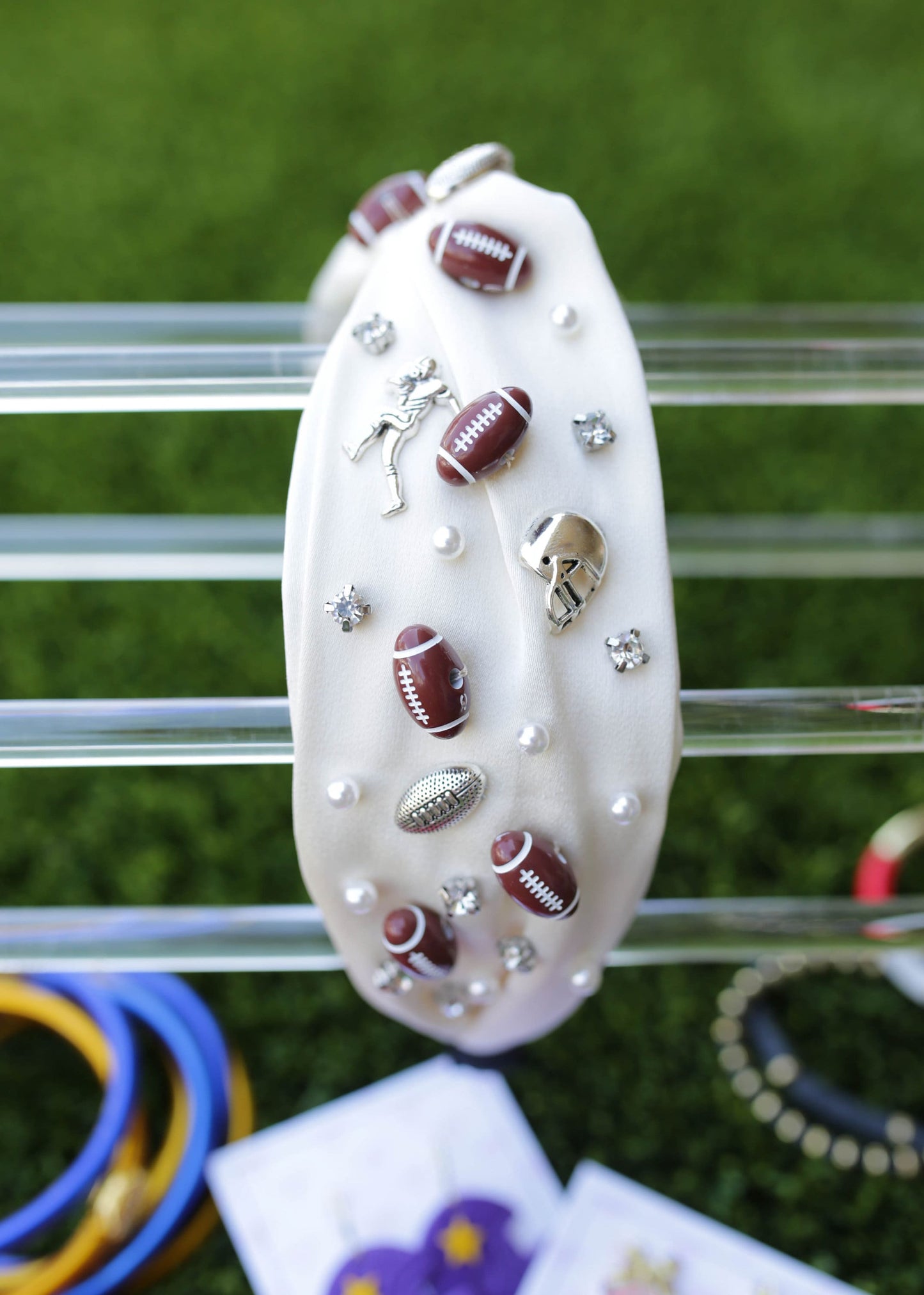 Football Studded Seed Bead Game Day Headband | Choose Your Color