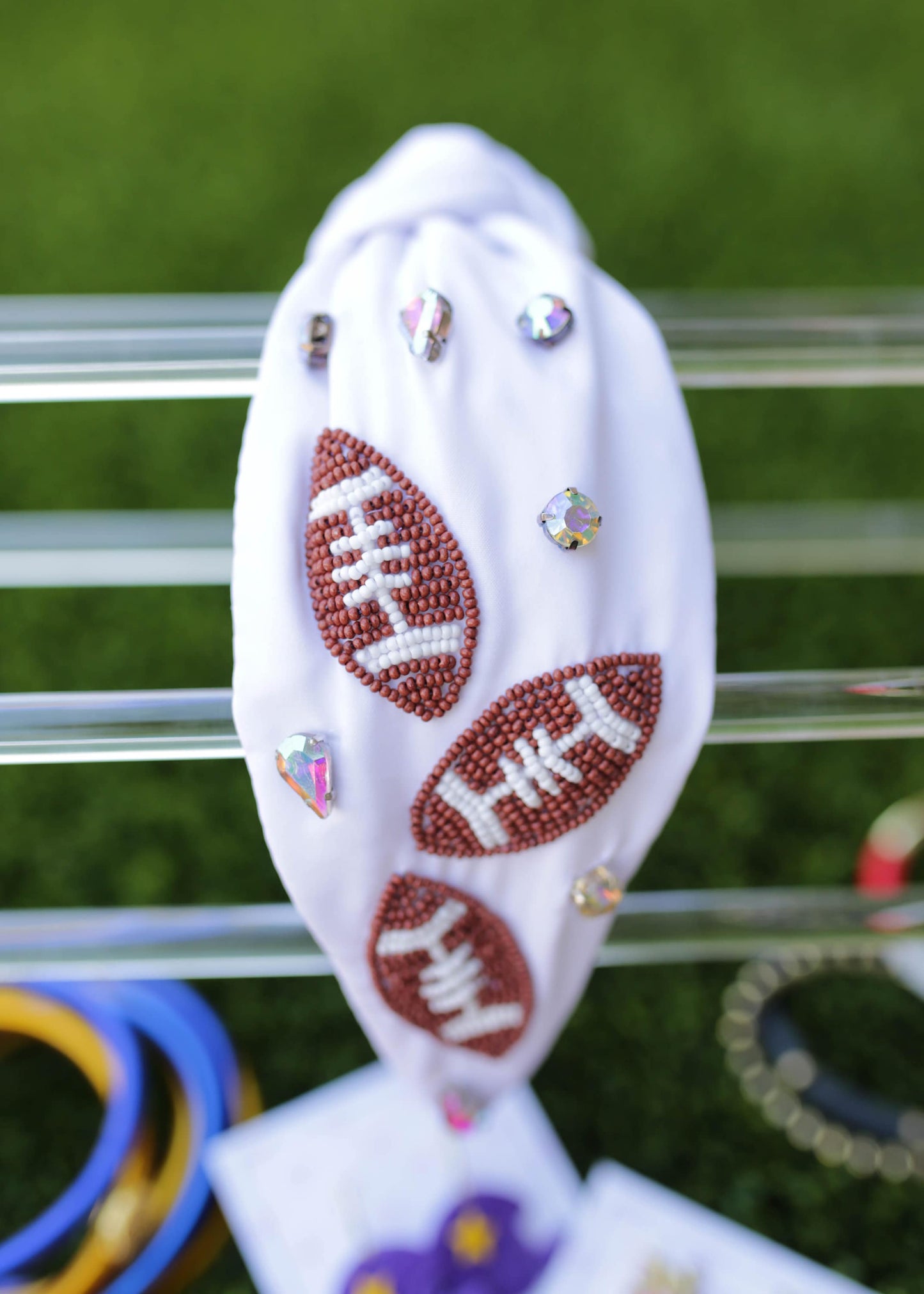 Football Studded Seed Bead Game Day Headband | Choose Your Color