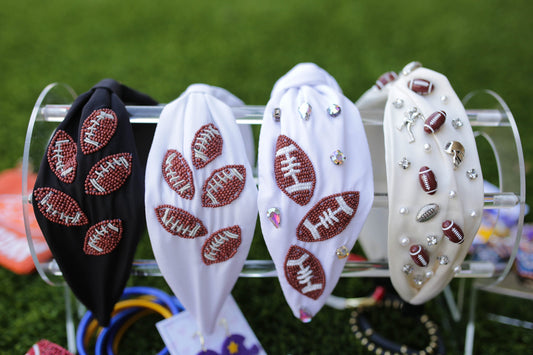 Football Studded Seed Bead Game Day Headband | Choose Your Color