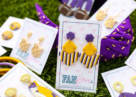 Purple and Gold Stripe Collection | Game Day Earrings