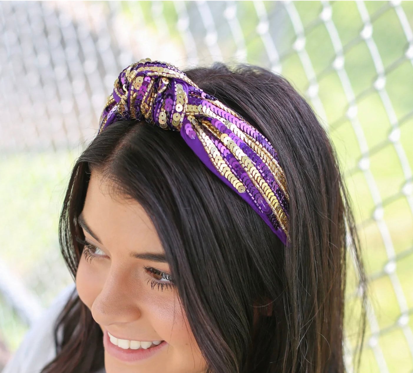 Seed Bead and Sequin Game Day Knot Headband / Team Colors