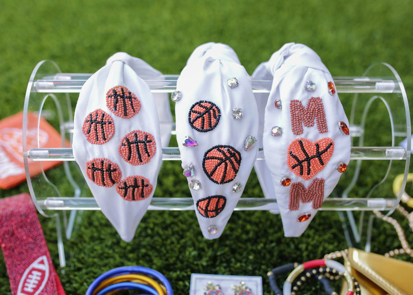 Seed Bead Basketball Game Day Knot Headband / Basketball Mom