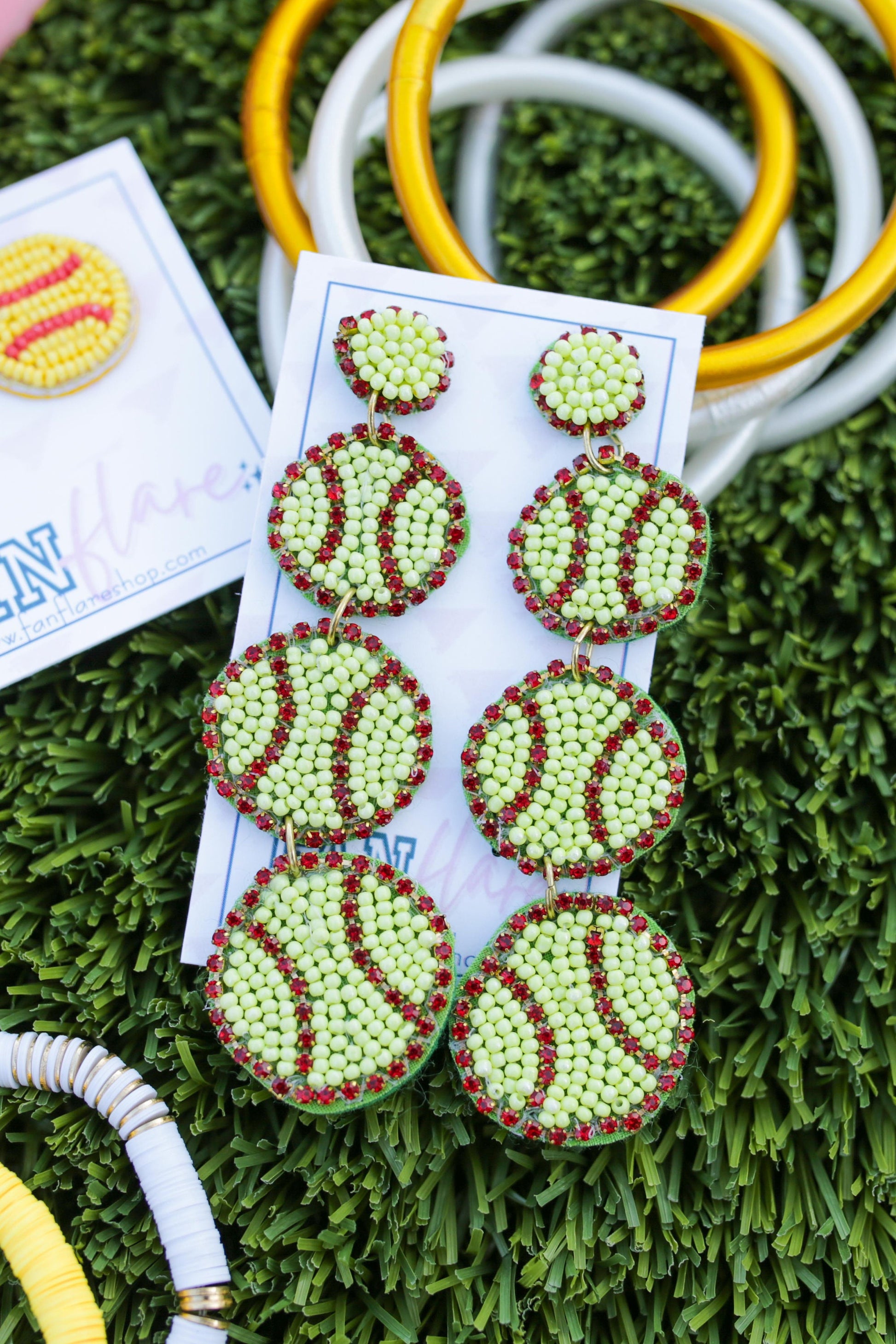 Beaded Softball Game Day Earring