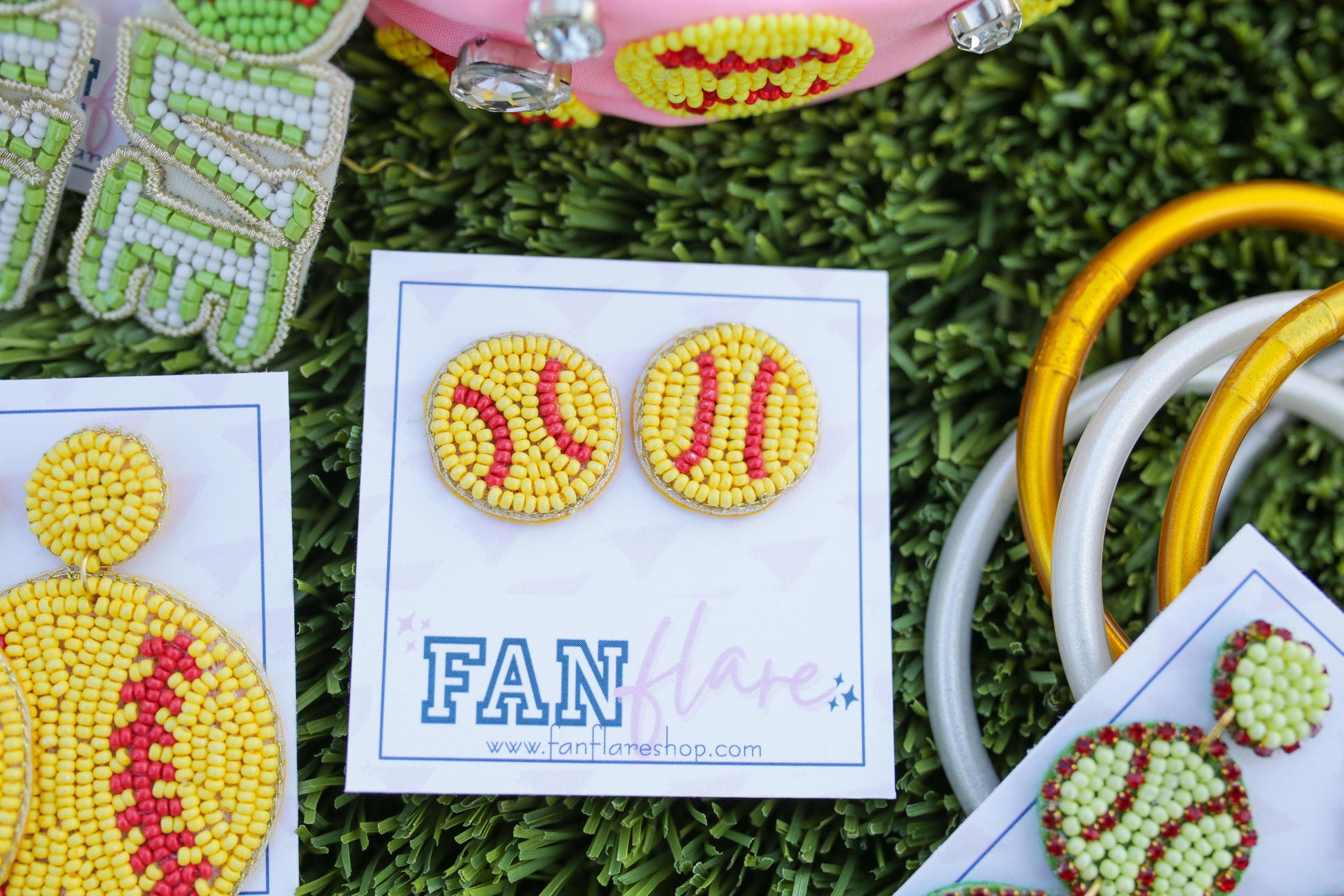 Beaded Softball Game Day Earring