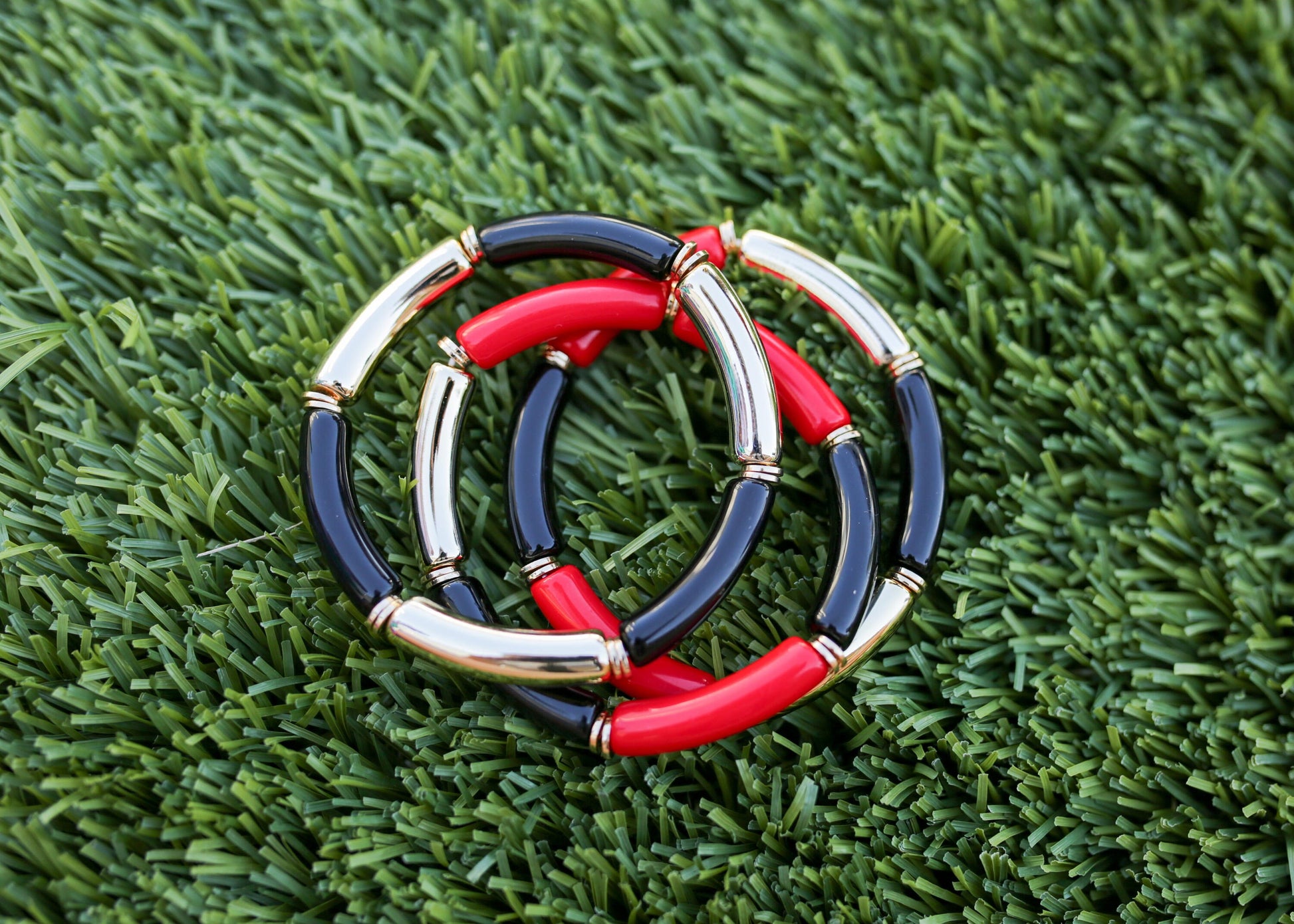 Game Day Football Stretch Tube Bracelet Set