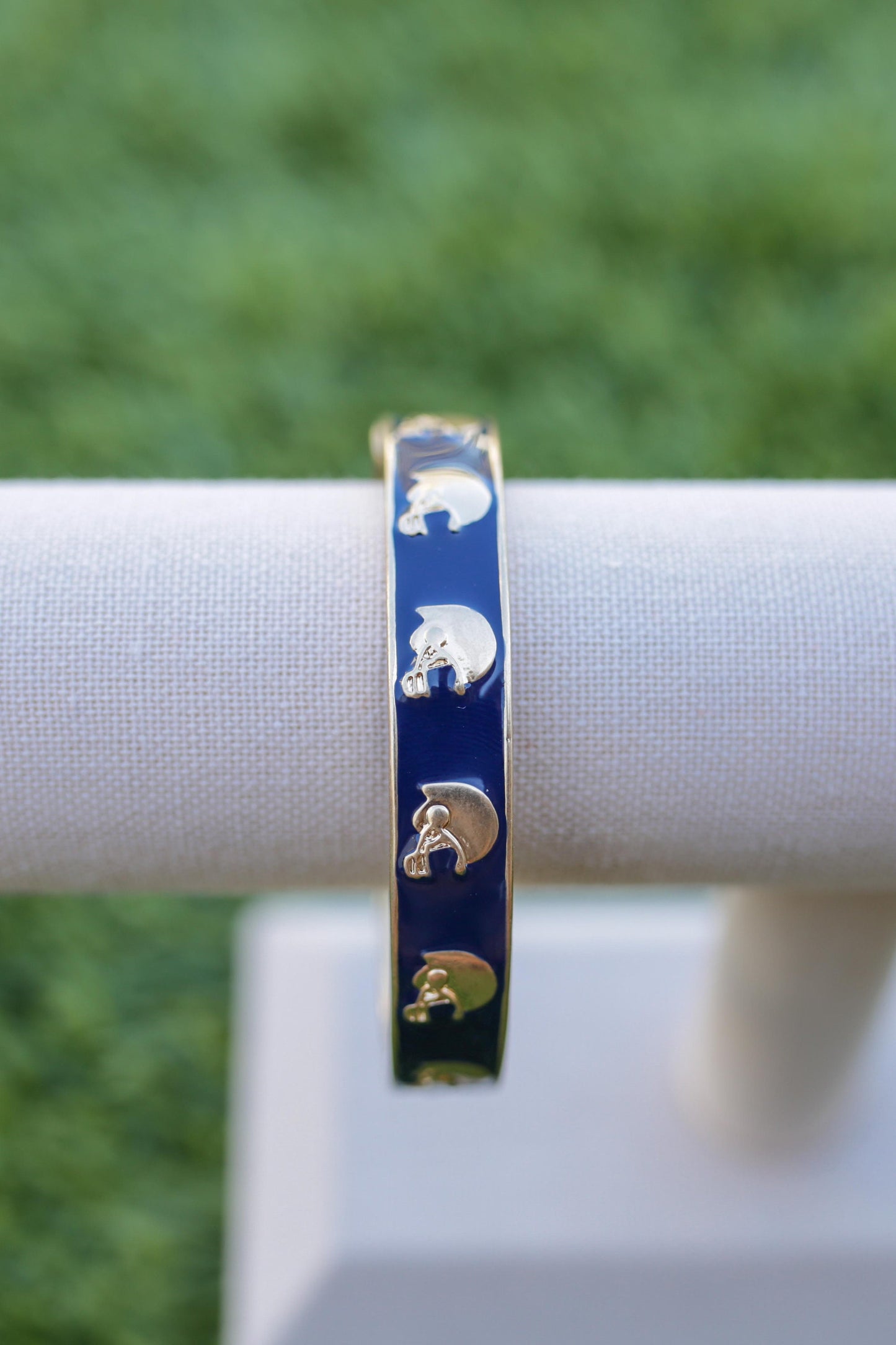 Gold Tone Football Helmet Hinged Game Day Bangle Bracelet