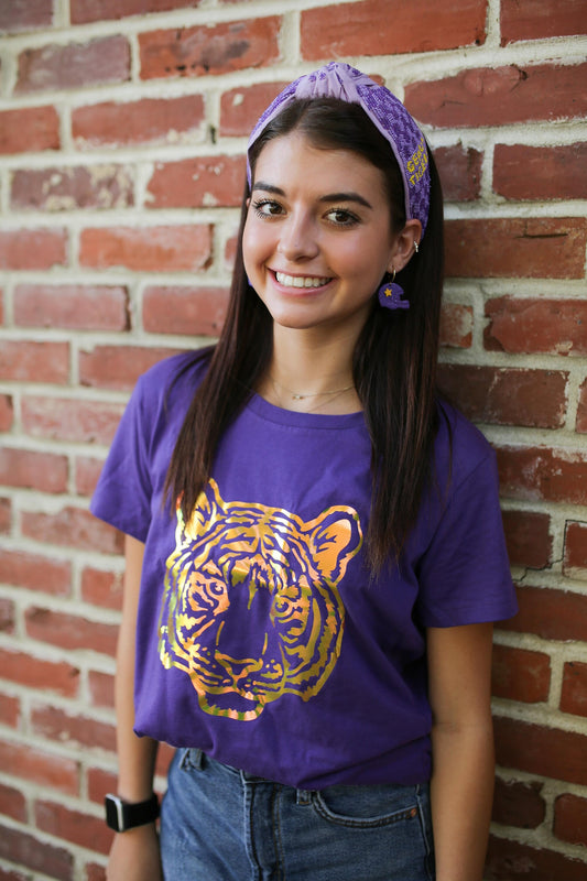 Tiger Hologram Purple Game Day Tee Shirt