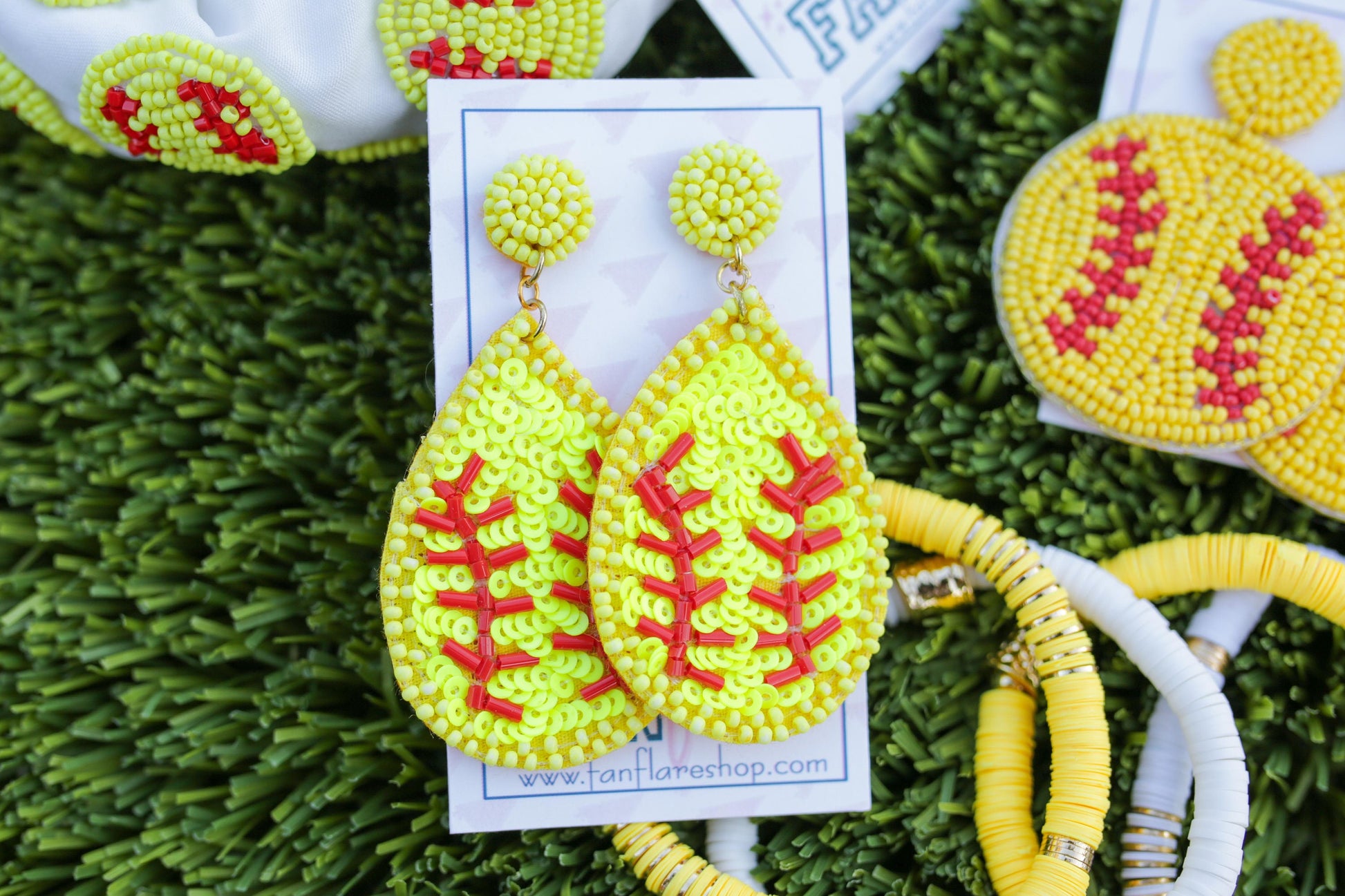 Beaded Softball Game Day Earring