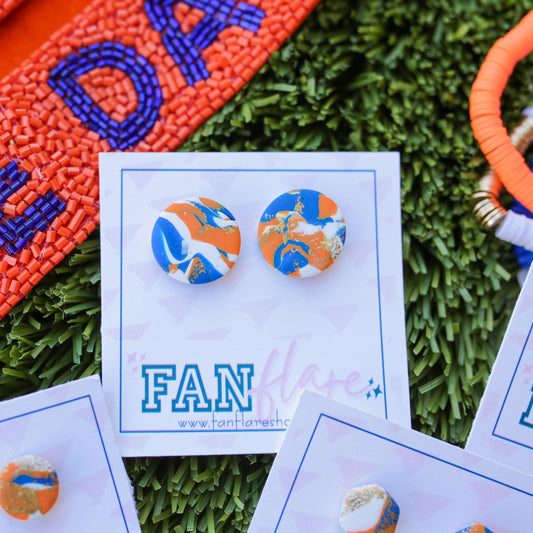 The Royal and Orange Studs Collection | Game Day Clay Earrings