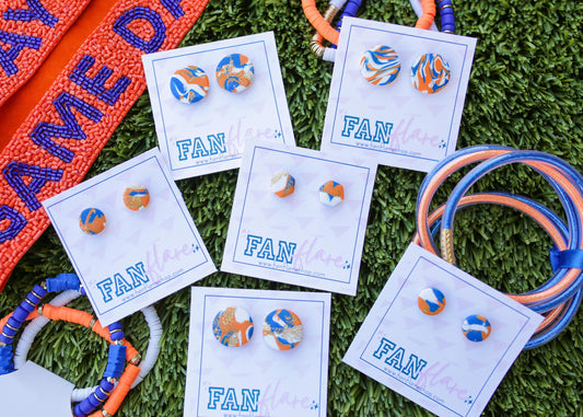 The Royal and Orange Studs Collection | Game Day Clay Earrings