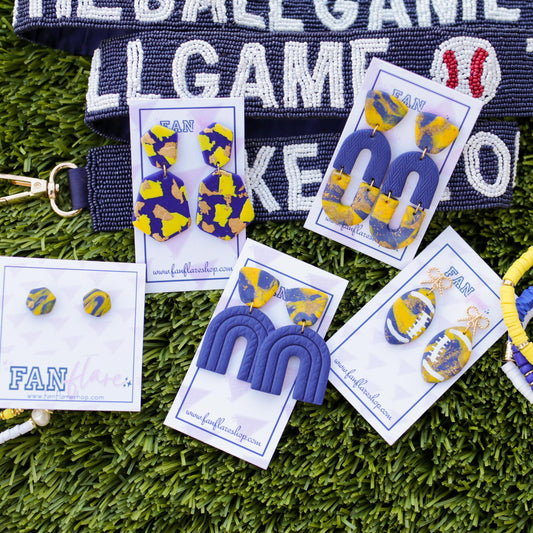 Navy and Gold Clay Collection | Game Day Earrings