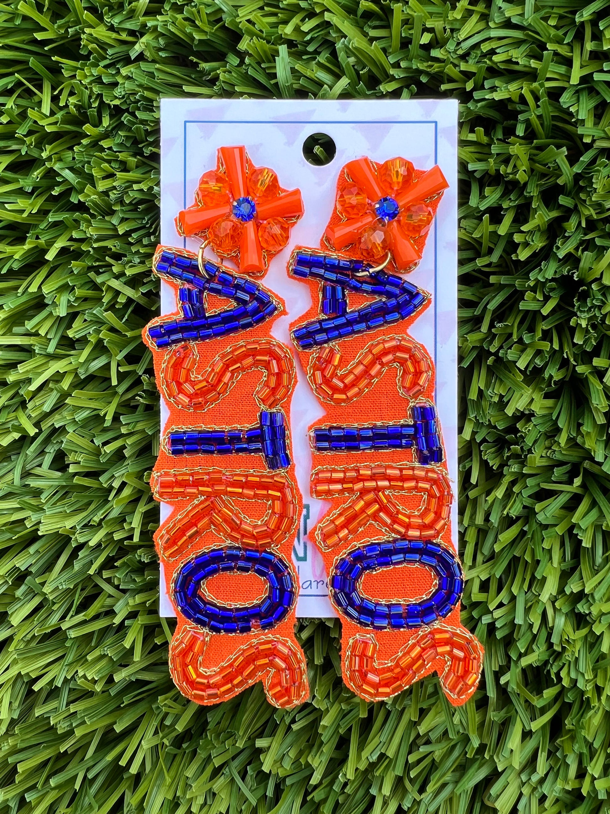 Blue Orange White Collection Game Day Earrings