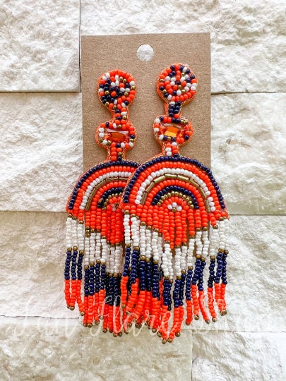 Blue Orange White Collection Game Day Earrings