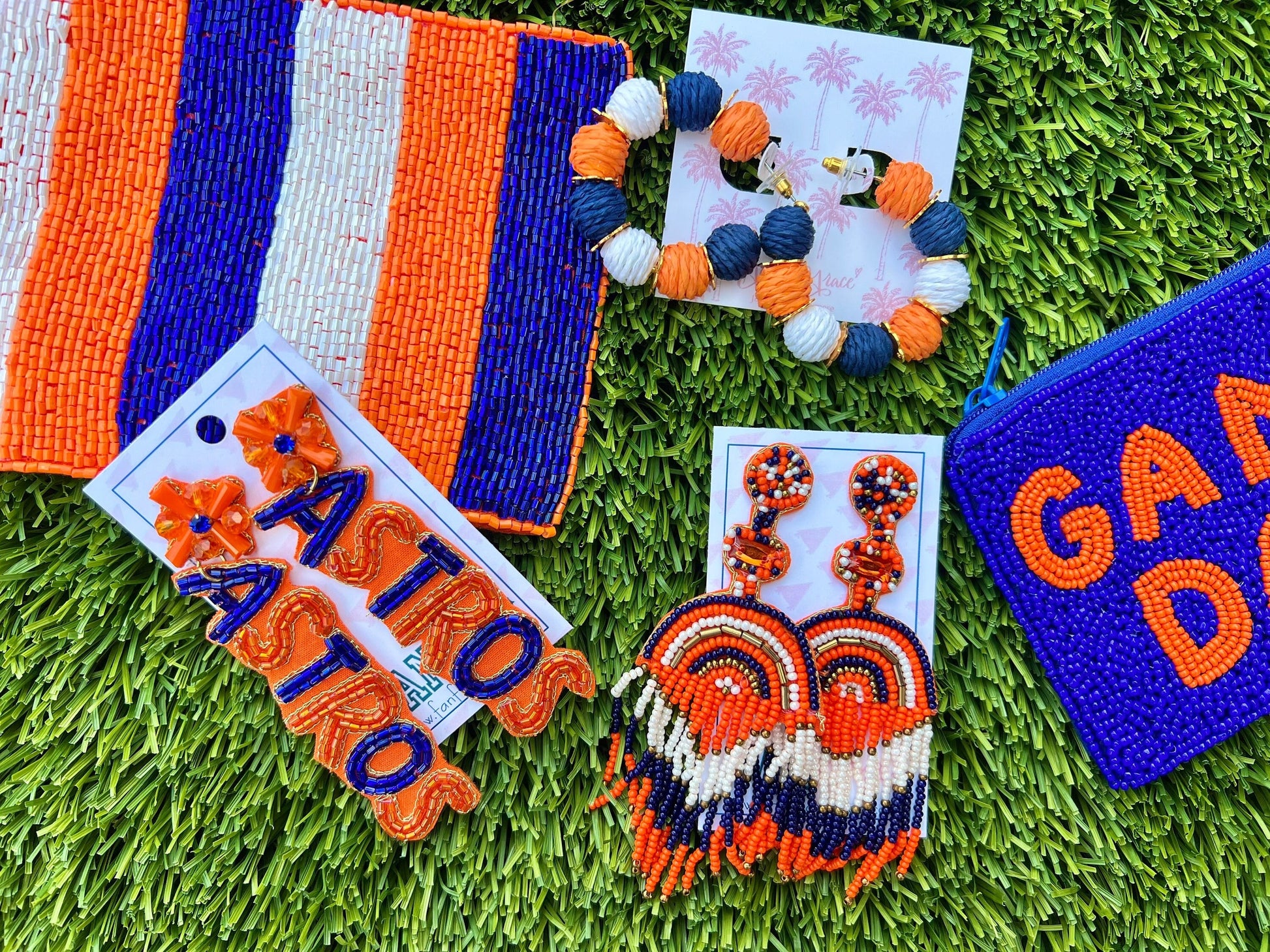 Blue Orange White Collection Game Day Earrings