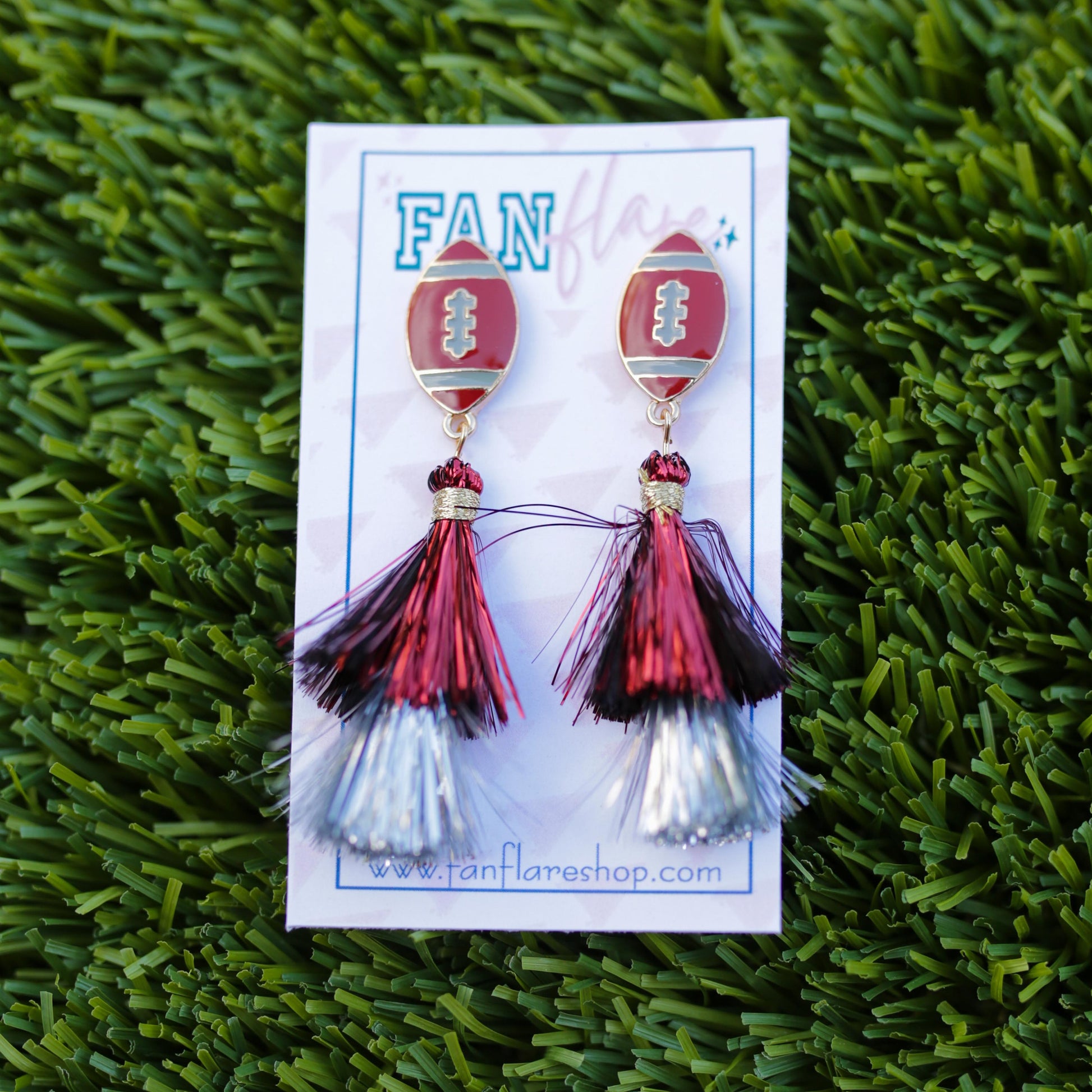 Football Earrings, Game Day Earrings, Tassel Earrings, Team Color Earrings