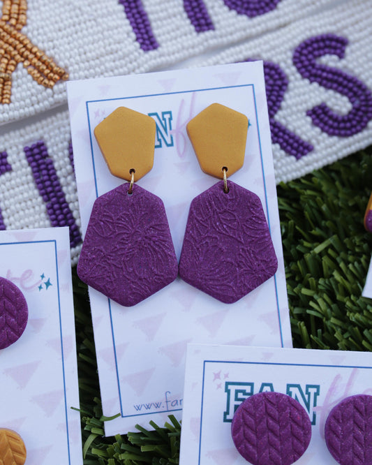 Purple and Gold Studs + Dangles Collection | Game Day Earrings