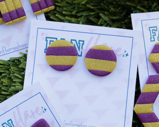 Purple + Gold Striped Collection | Game Day Earrings