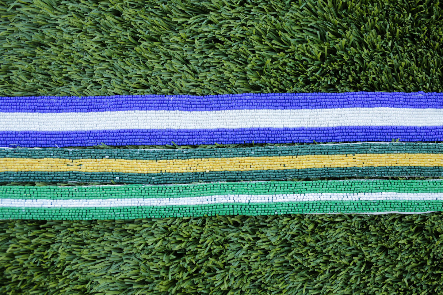 Stripe Beaded Football Game Day Purse Strap | Seed Bead