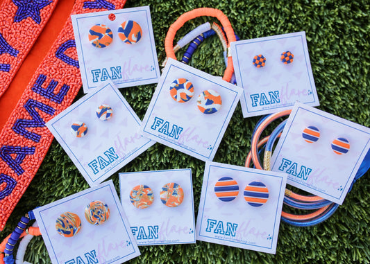 The Navy and Orange Studs Collection | Game Day Clay Statement Earrings