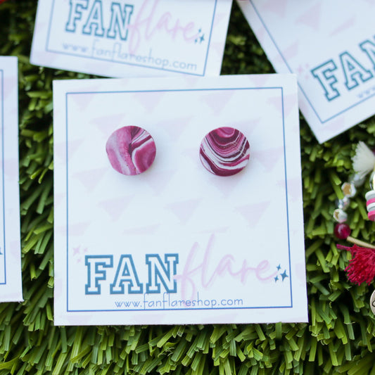 The Maroon + White Studs Collection | Game Day Clay Earrings