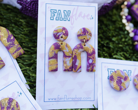 Purple + Gold Marble Collection | Game Day Earrings