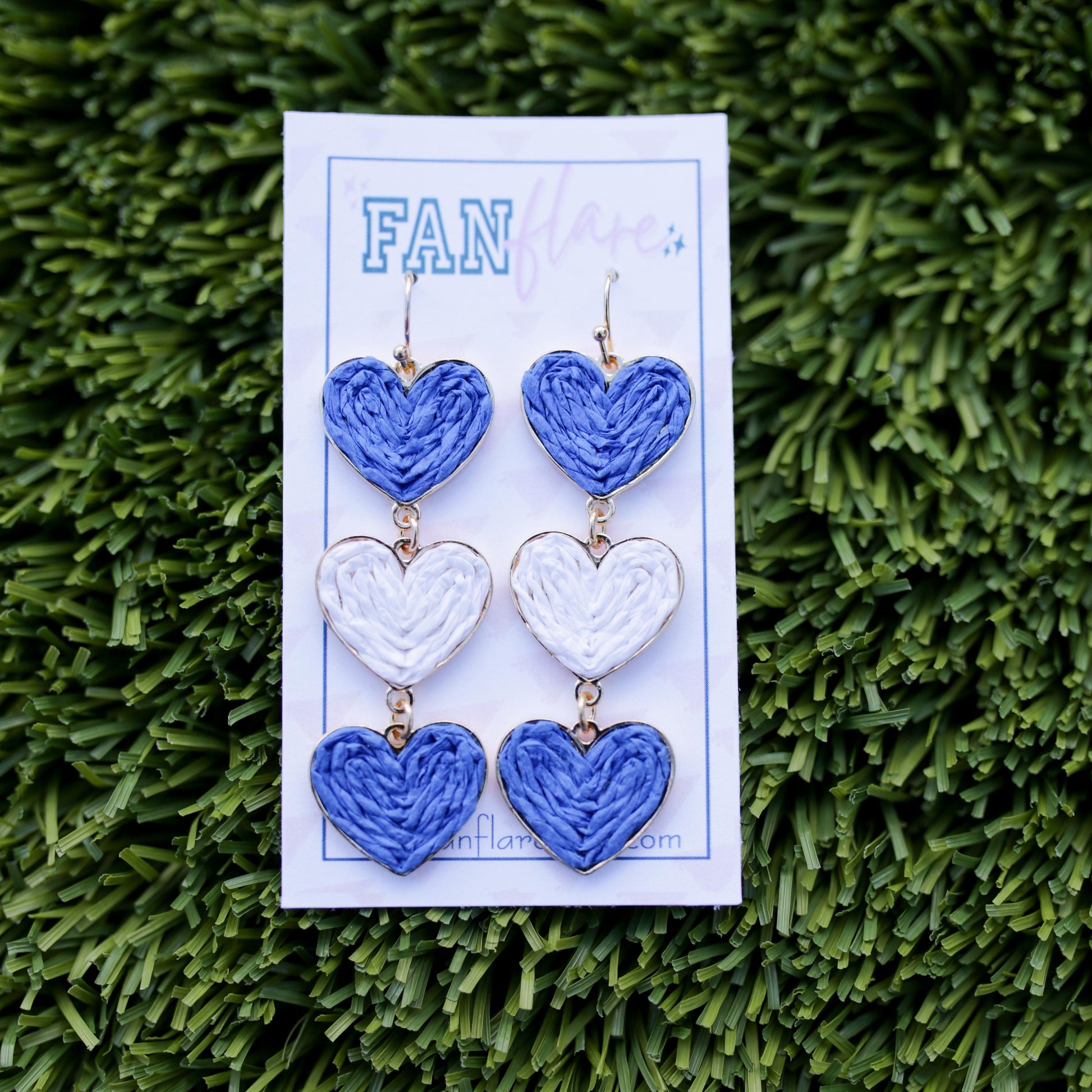 Raffia Heart Trio Earrings, Game Day Statement Earrings, Heart Earrings, Team Colors