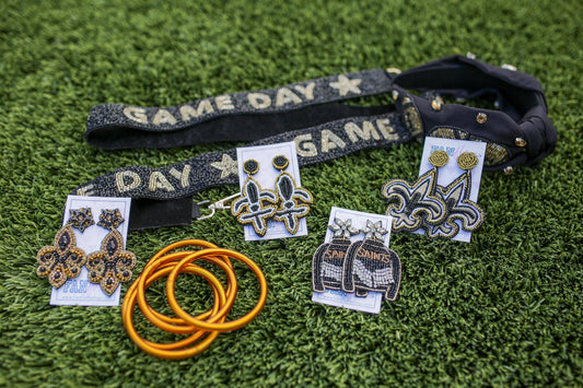 Black & Gold Beaded Game Day Earring Collection